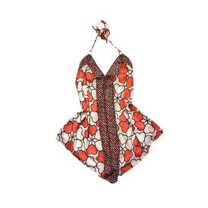 Vintage Y2K Charlotte Russe Handkerchief Halter Top Heart Polka Dot Babydoll S